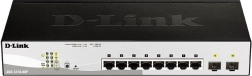 D-Link DGS‑1210‑08P gigabitowy inteligentny przełącznik PoE 8× RJ‑45 i 2× SFP