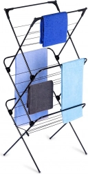Składany metalowy suszarka na pranie, czarny, 61 × 58 × 136 cm