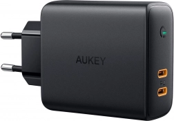 Aukey PA-D5 GaN ładowarka sieciowa 2× USB‑C Power Delivery 63 W z Dynamic Detect
