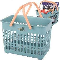 Plastowy koszyk zakupowy ze składanymi uchwytami
