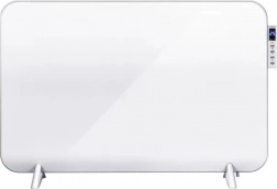 Biały panelowy grzejnik na podczerwień z uchwytem na ręczniki i Wi‑Fi