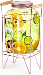 Szklany dystrybutor napojów z kranikiem i złotym stojakiem 4,2 l Vilde