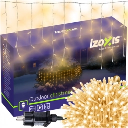 Świąteczne LED sople 100 LED, ciepła biel 6 m IP44 IZOXIS z efektem flash