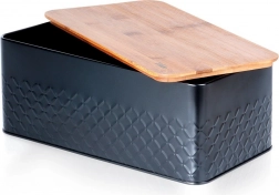 Chlebak z metalu z bambusową pokrywką 33,5 × 18,5 × 12,5 cm