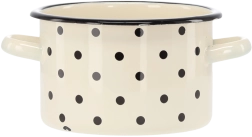 Emaliowany garnek 2 l, 16 cm, biały w kropki