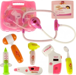 Zestaw lekarski w kufrze z efektami różowy