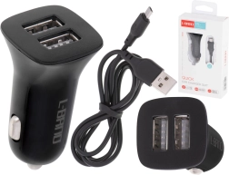 Szybka ładowarka samochodowa 2× USB z kablem micro USB L-BRNO