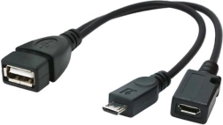 adapter USB OTG micro‑USB na USB 2.0 z dodatkowym zasilaniem 15 cm