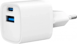 Mini ładowarka USB‑A/USB‑C 20 W z PD i QC 3.0 – biała