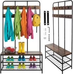 Wolnostojący regał do przedpokoju z wieszakiem 182 cm Ruhhy