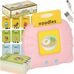 Elektroniczny czytnik kart do nauki języka angielskiego, 112 dźwiękowych kart, różowy