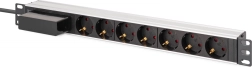 Rackowa listwa PDU 19" ze włącznikiem i wyłącznikiem nadprądowym C 16 A, 7× Schuko, kabel 1,8 m, aluminium