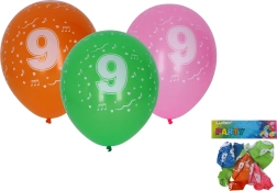 Balony do nadmuchiwania 30 cm z cyfrą 9, zestaw 5 szt.