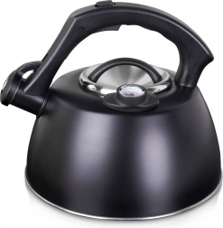 Stalowy czajnik z gwizdkiem i termometrem 3 l – czarny