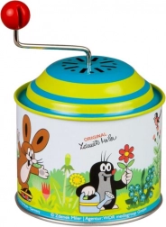 Pozytywka z korbką KRECIK, metalowa 8 cm