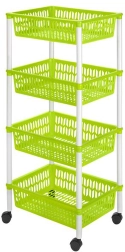 Regał koszowy na kółkach, 4 poziomy, 40 × 30 × 89 cm, plastik