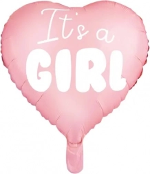 Balon foliowy It's a Girl różowe serce 45 cm