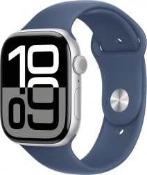 Apple Watch Series 10 GPS + Cellular 46 mm aluminium srebrny z paskiem Sport Denim S/M