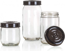 Szklane pojemniki LINZI 3 szt., granit