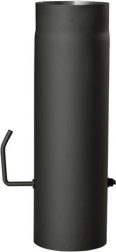 Rura dymowa z przepustnicą 150 mm, długość 500 mm, czarna