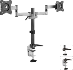 Stojak na dwa monitory LCD Maclean 13–27" 8 kg aluminiowy