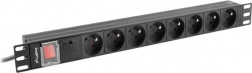 Lanberg listwa PDU do szafy 19" 1U, 8 gniazd typ E, 16 A, czarna