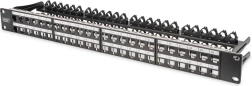 Modułowy patch panel Digitus o wysokiej gęstości, 19" 48x Keystone, ekranowany, 1U, czarny