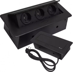 Wpuszczana potrójna listwa zasilająca do blatu IZOXIS, czarna