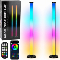 Inteligentne podłogowe lampy RGB LED sterowane aplikacją i pilotem, 125 cm, 2 szt.
