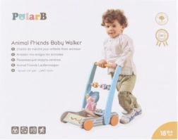 Drewniany chodzik dla maluchów ze zwierzątkami