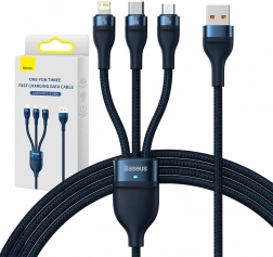 Kabel Baseus do szybkiego ładowania 3w1, USB-C + Micro USB + Lightning 66W, 1,2 m