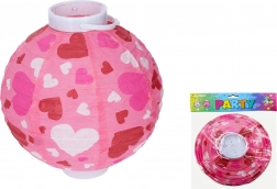 Lampion kula 20 cm na baterie z motywem serduszek