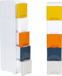 pojemnik na zabawki i akcesoria łazienkowe z 5 wysuwanymi szufladami na kółkach Modernhome