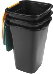 Plastowe kosze do segregacji odpadów HEIDRUN 3×50 l, zestaw 3 szt.
