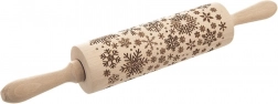 Drewniany wałek reliefowy do ciasta Śnieżynki 39 cm