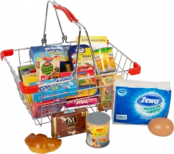 Metalowy koszyk na zakupy z makietami produktów spożywczych small foot