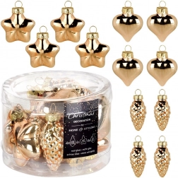 Szklane złote ozdoby choinkowe 4–4,5 cm, zestaw 12 szt.