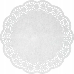 Zestaw 8 okrągłych papierowych podkładek pod tort 35 cm białe