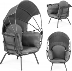 Ogrodowy fotel z regulowanym daszkiem, szary ModernHome