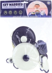 Zestaw dziecięcych naczyń kuchennych 9 szt. niebiesko-biały