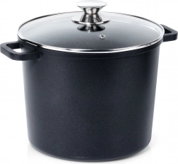 Wysoki granitowy garnek ze szklaną pokrywką GRANDE 7,6 l