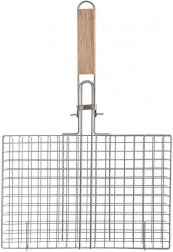 Zamykany kosz do grillowania 32 × 49 cm z drewnianą rączką