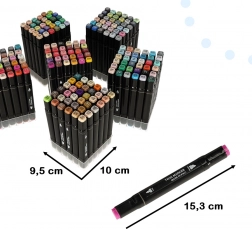 Dwustronne markery alkoholowe w etui z podstawką – 204