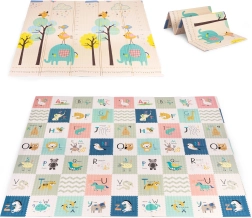 Dwustronna edukacyjna piankowa mata do zabawy 200 × 180 cm z miarką wzrostu i alfabetem ECOTOYS