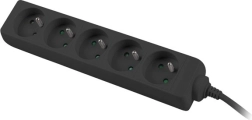 Przedłużacz 3 m, czarny, 5 gniazd, miedziany kabel