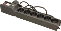 Listwa przeciwprzepięciowa LESTAR, 6 gniazd, 1,5 m, czarna