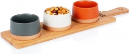 Zestaw ceramicznych misek do tapas z bambusową deską 48 cm, 4 elementy