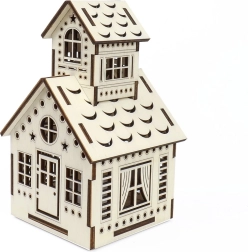 Drewniany domek z dzwonnicą z lampką LED – KÚZLO DREVA