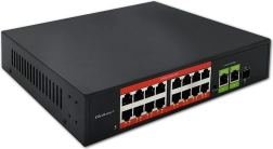 Switch fast ethernet poe 16× rj45 10/100 mb/s + 2× uplink gigabit rj45 i 1× sfp