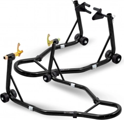 Zestaw stojaków motocyklowych przedni i tylny, stalowe, stabilne i regulowane, 250 kg